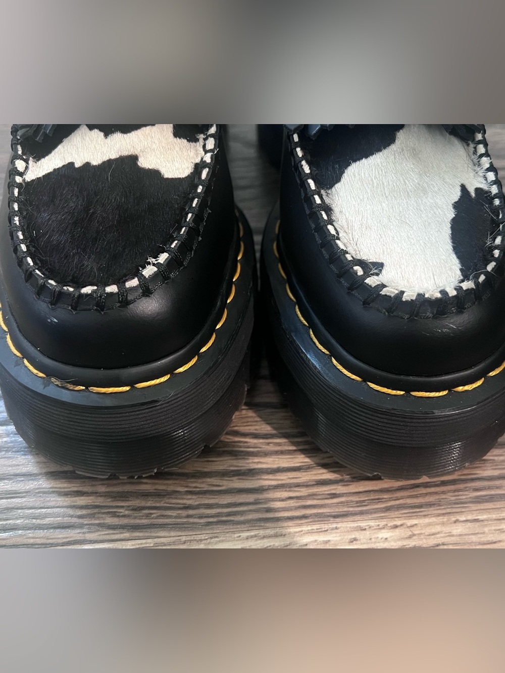 Dr. Martens Adrian Snaffle Quad Platform Loafer — Cow Print Hair On —UK5 / US W7 - Picture 6 of 8